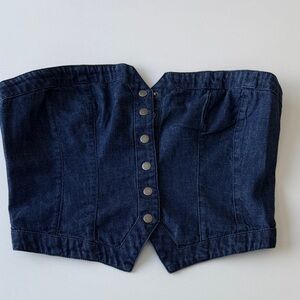 Free People Denim Smocked Top